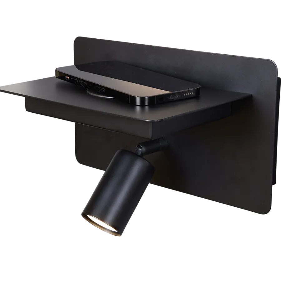 Best Ms - belysning Ace vegglampe med trådløs lading USB A og C Svart