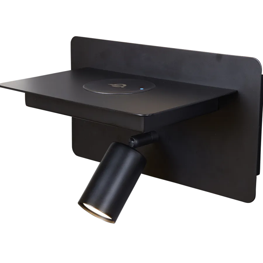 Best Ms - belysning Ace vegglampe med trådløs lading USB A og C Svart