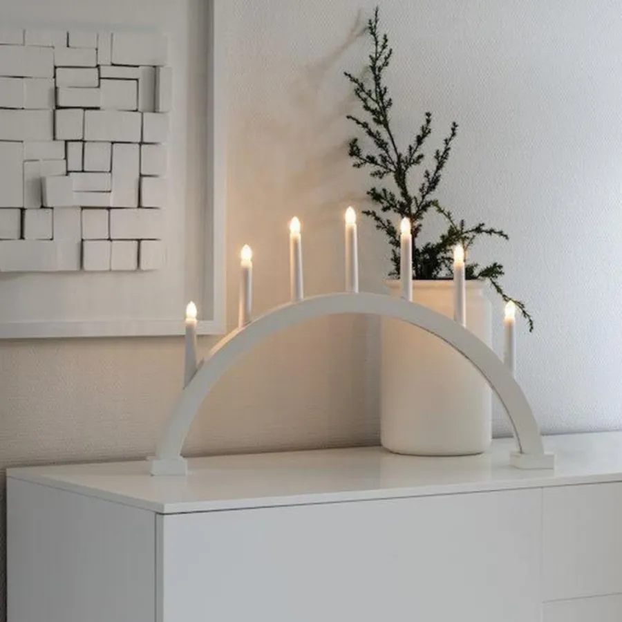 New Konstsmide Adventsstake 7 armet buet - Hvit