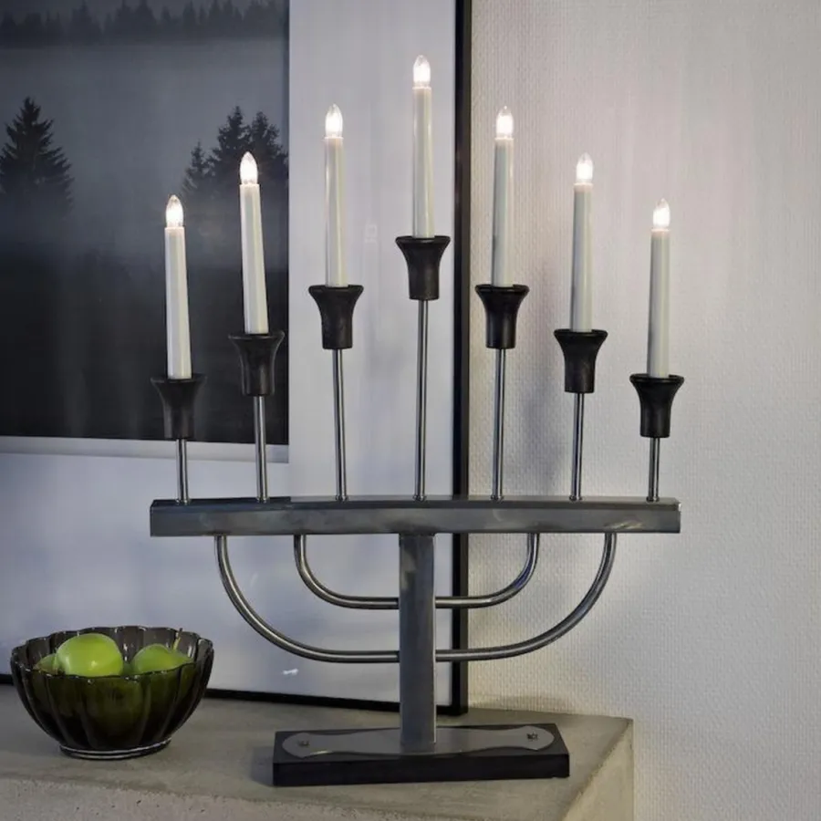 Konstsmide Adventsstake 7 armet ubehandlet metall Svart