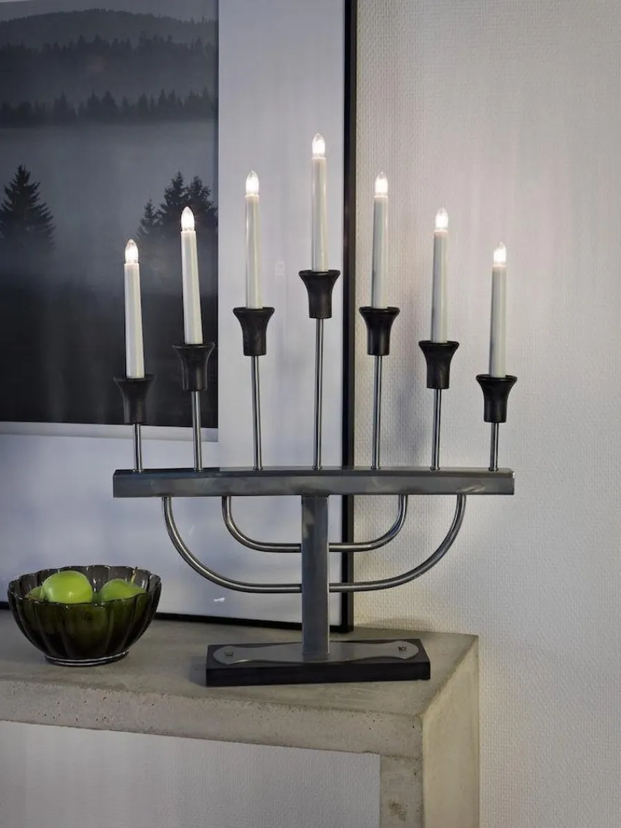 Konstsmide Adventsstake 7 armet ubehandlet metall Svart