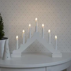 Clearance Konstsmide Adventsstake 7 lys på batteri - Hvit