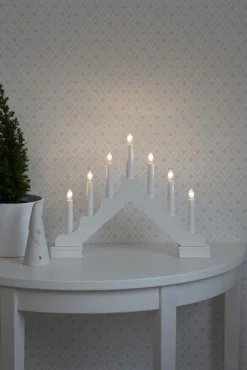 Clearance Konstsmide Adventsstake 7 lys på batteri - Hvit