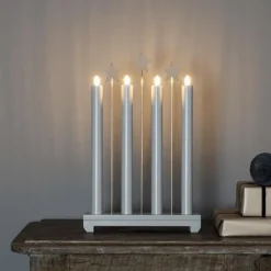 Outlet Konstsmide Adventsstake med stjerner - Lys grå