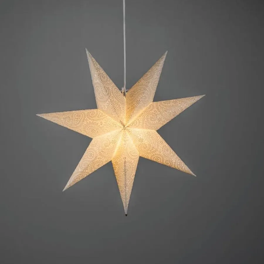New Konstsmide Adventstjerne 60 cm med broderi Hvit