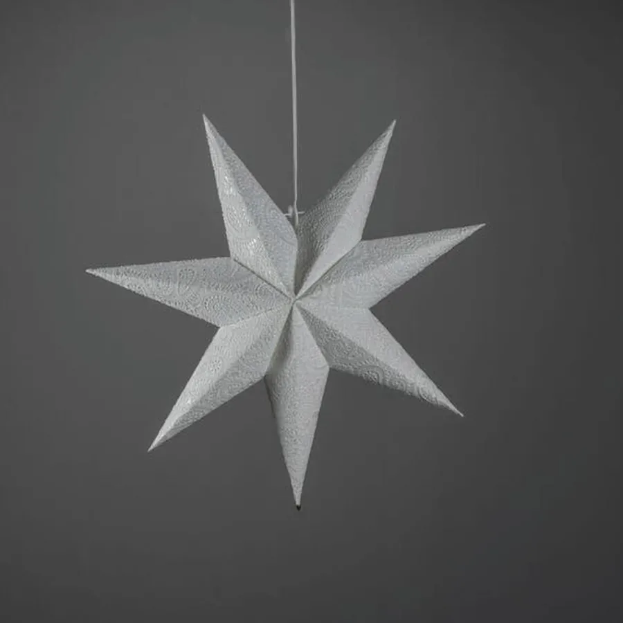 New Konstsmide Adventstjerne 60 cm med broderi Hvit