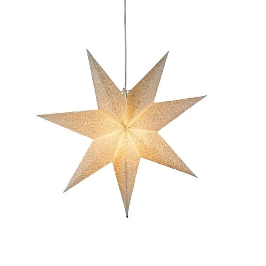 New Konstsmide Adventstjerne 60 cm med broderi Hvit