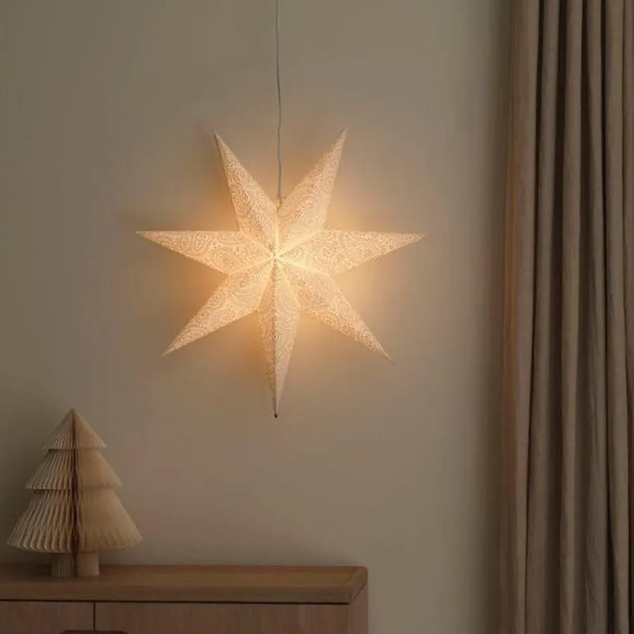 New Konstsmide Adventstjerne 60 cm med broderi Hvit
