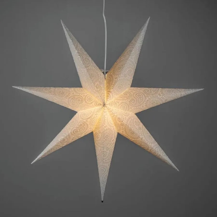 Hot Konstsmide Adventstjerne 80 cm med broderi Hvit
