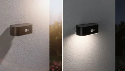 New Paulmann Adya vegglampe utendørs 2,5W 3000 Kelvin m/bevegelses sensor - Solcelle Svart