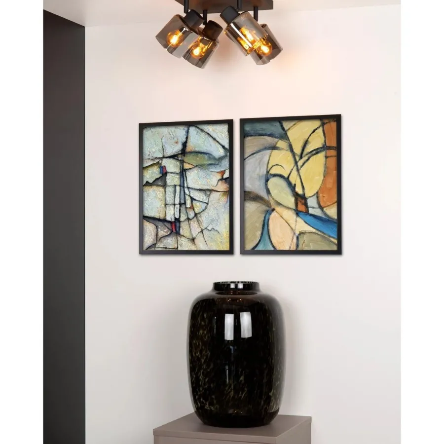 Discount Lucide Alion Taklampe 4 - Røykfarget/Svart Svart / Røyk