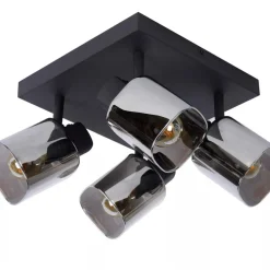 Discount Lucide Alion Taklampe 4 - Røykfarget/Svart Svart / Røyk