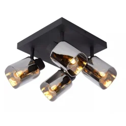 Discount Lucide Alion Taklampe 4 - Røykfarget/Svart Svart / Røyk