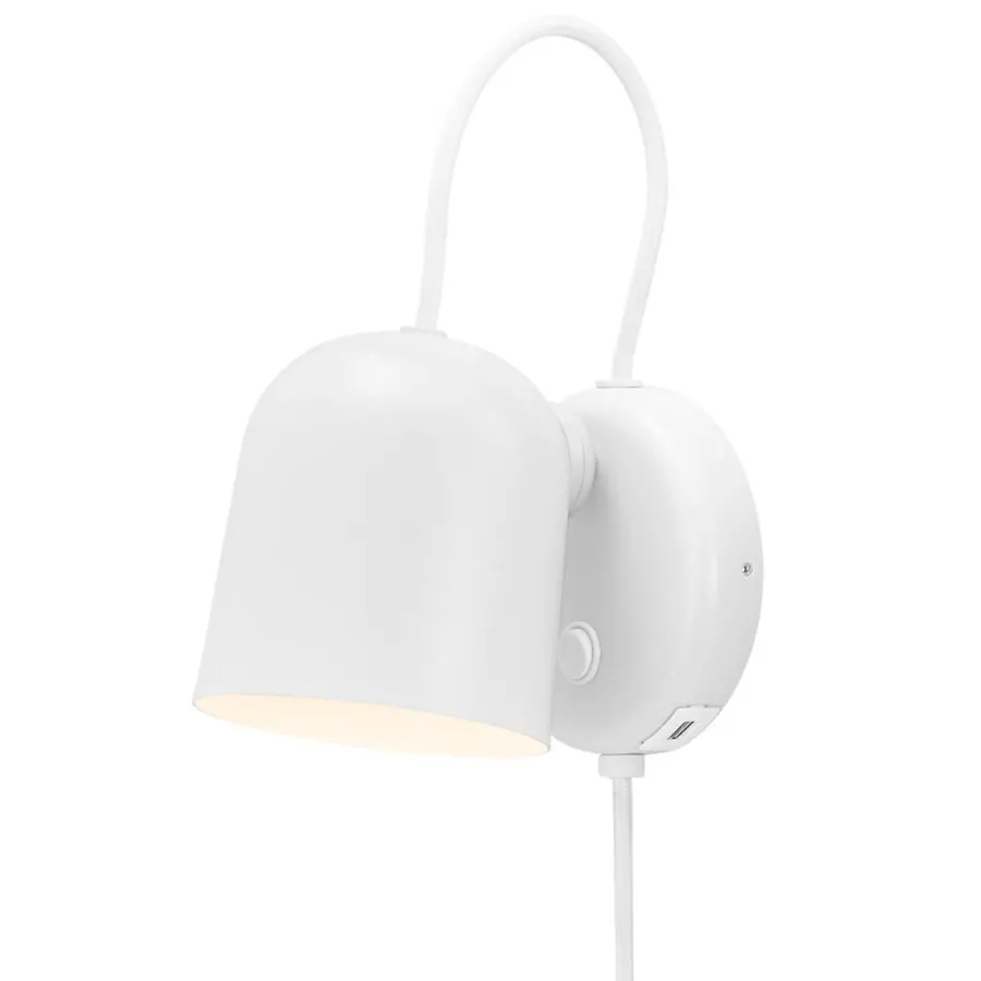 New DFTP Angle vegglampe med USB - Hvit