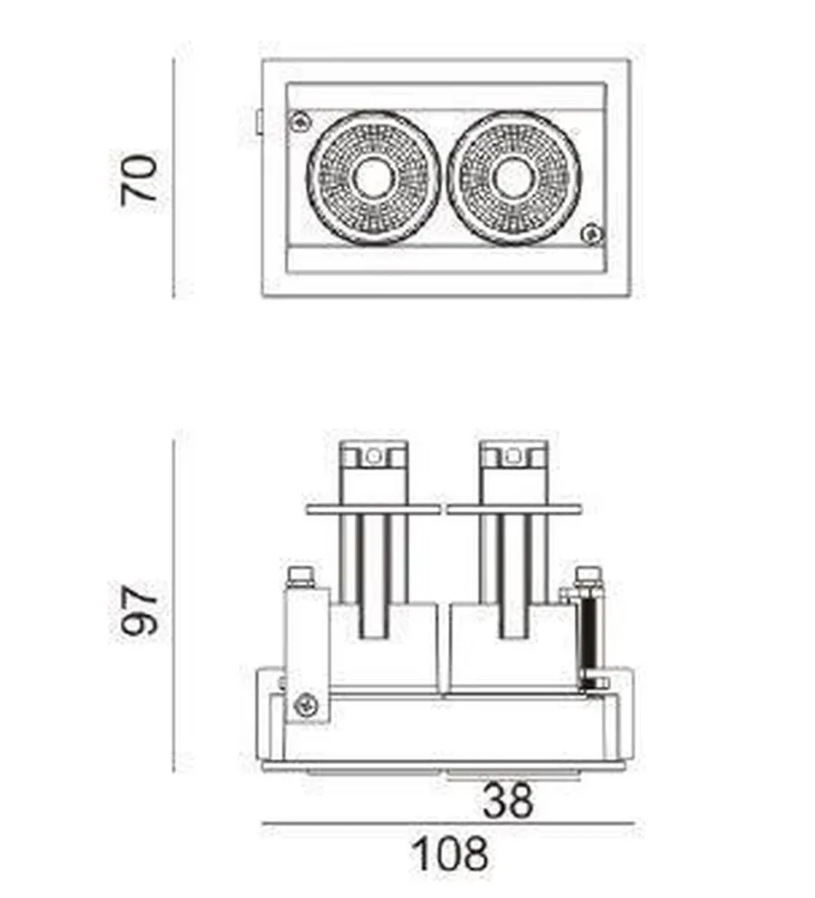 Online NorDesign Aria mini flex K2 downlight justerbar 2x5W 2700K RA90 Dimbar - Svart