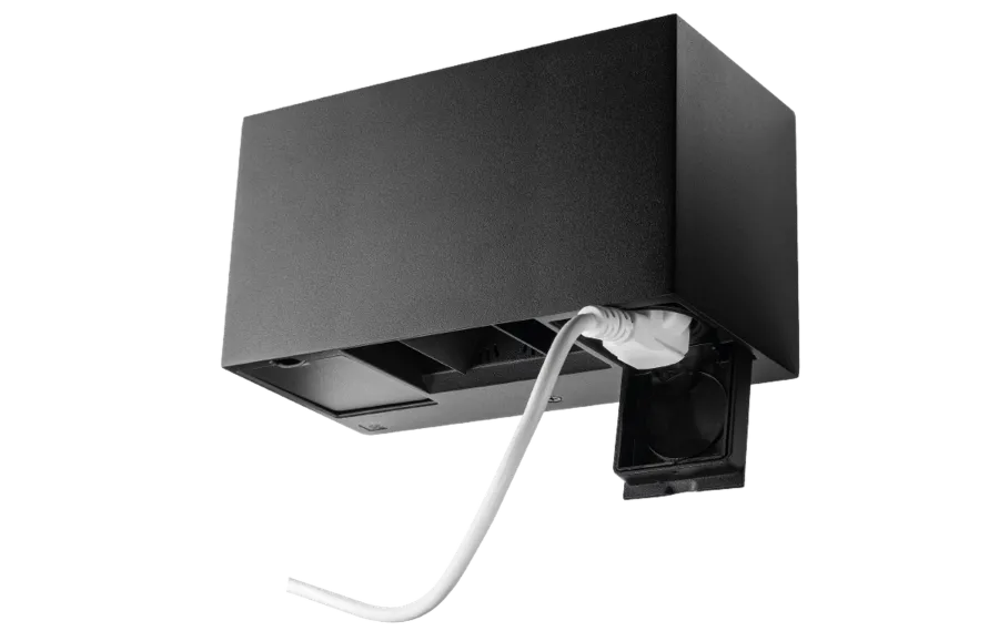 Best Sg Armaturen As Artes Outlet 8W vegglampe opp/ned lys IP44 2700 Kelvin med 2 stikkontakter - Dimbar Svart