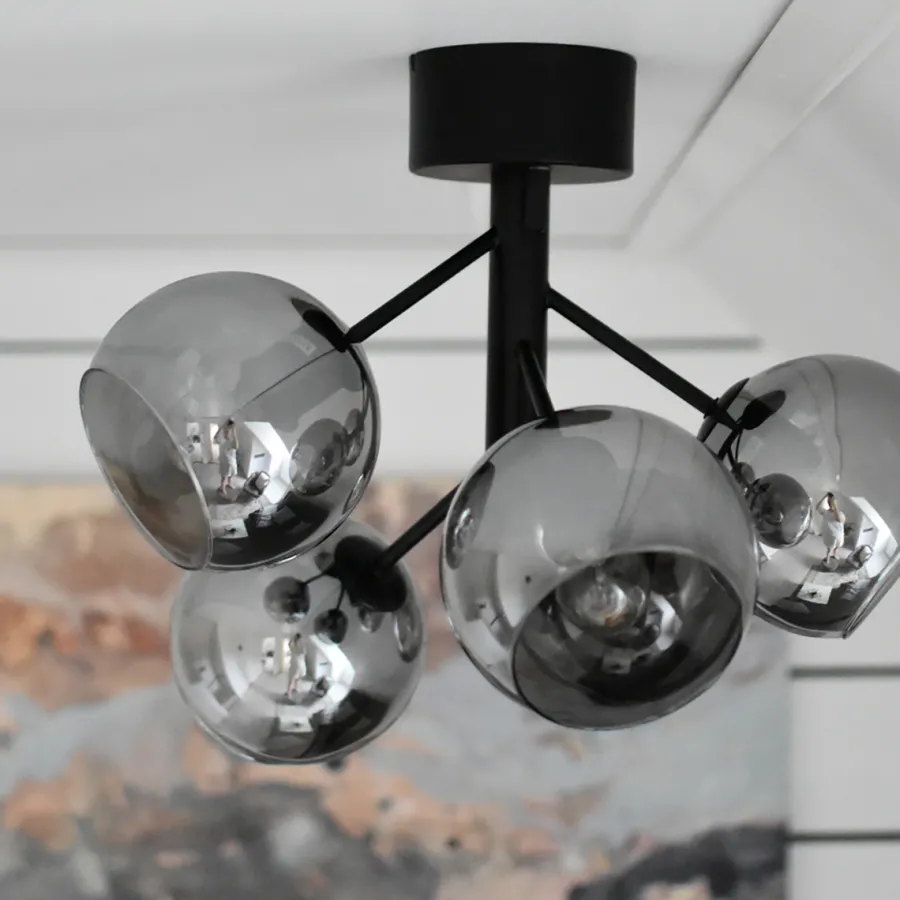 New Aneta Lighting Atom taklampe - Svart/Røykfarget Svart / Røyk