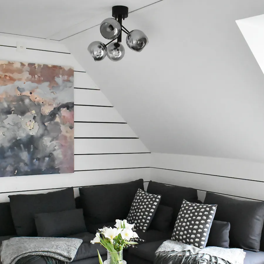 New Aneta Lighting Atom taklampe - Svart/Røykfarget Svart / Røyk