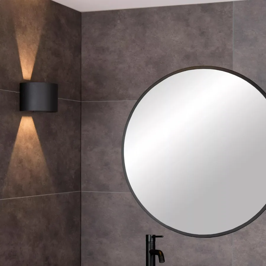 Lucide Axi round vegglampe opp/ned baderom IP54 6 watt 2700 Kelvin - Svart