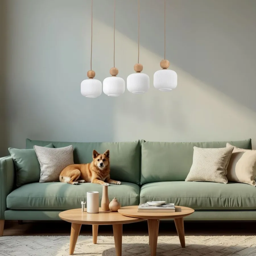 Online TK Lighting Ballo takpendel 4-lys Hvit / Trefarget