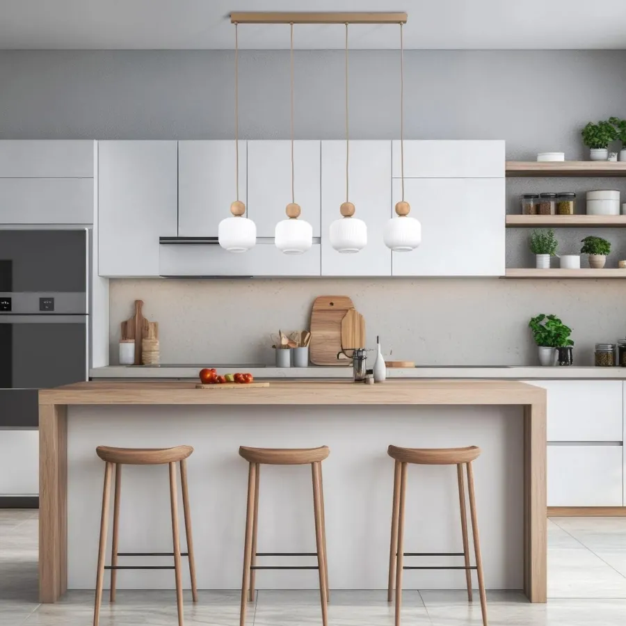 Online TK Lighting Ballo takpendel 4-lys Hvit / Trefarget