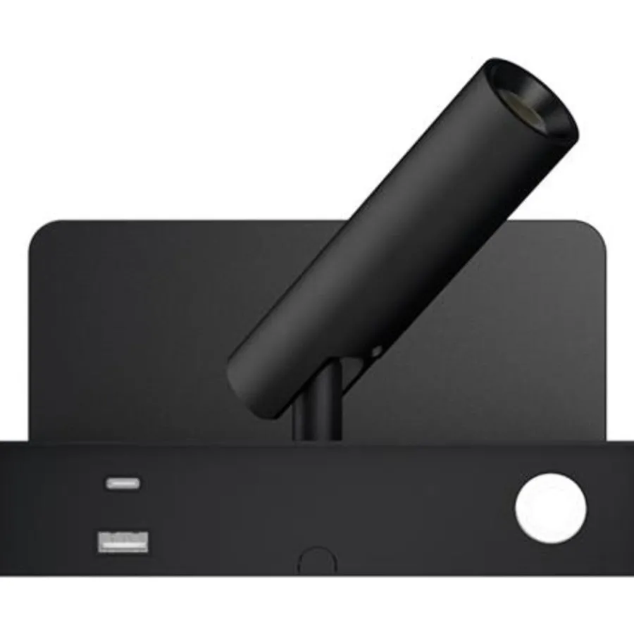 Sale Aneta Lighting Bedside vegglampe 3W 2700 Kelvin med trådløs hurtig lader og USB A og C