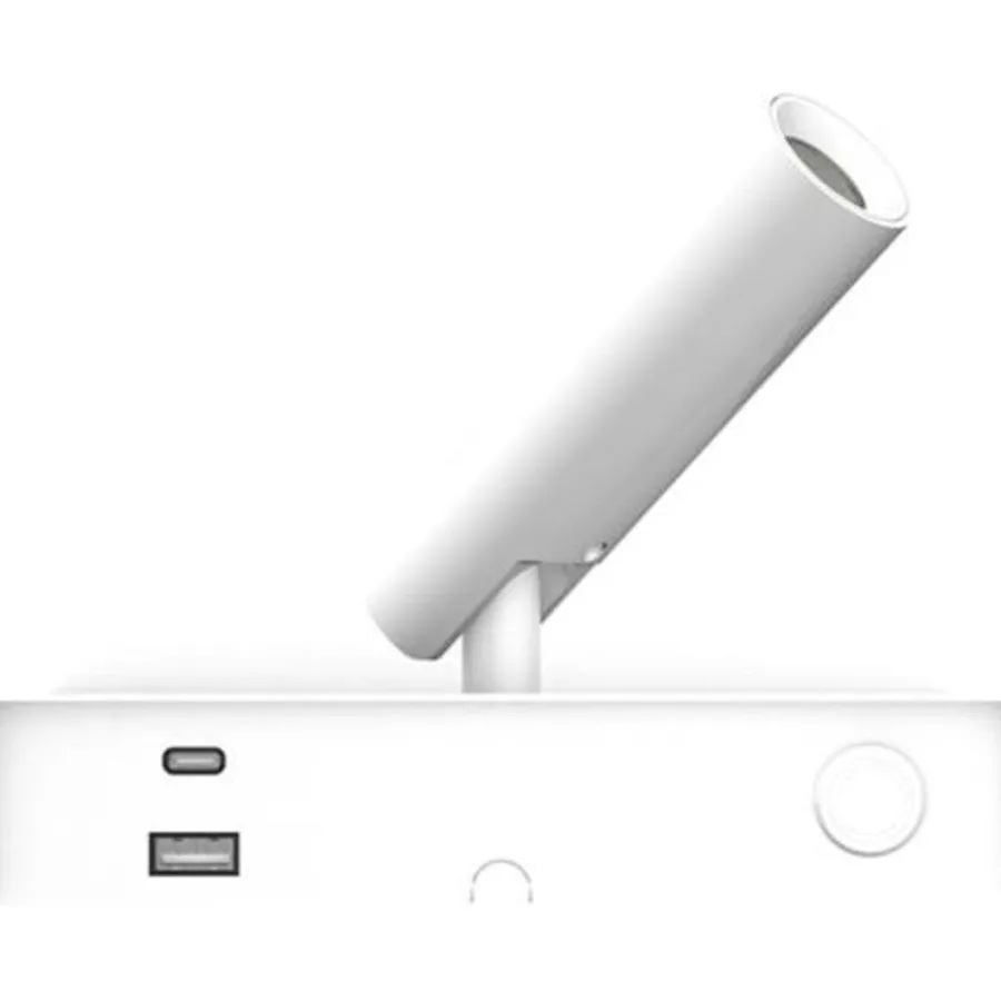 Sale Aneta Lighting Bedside vegglampe 3W 2700 Kelvin med trådløs hurtig lader og USB A og C