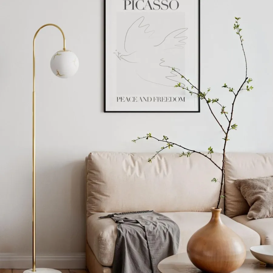 By Rydens Bellagio gulvlampe Messing/opal