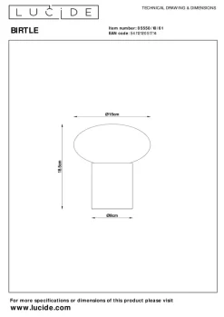 Hot Lucide Birtle bordlampe 23 cm Tre / Hvit