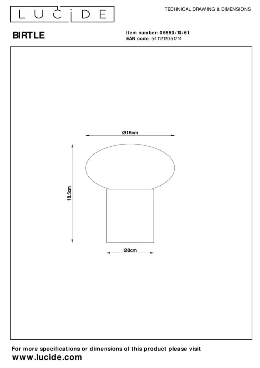 Hot Lucide Birtle bordlampe 23 cm Tre / Hvit