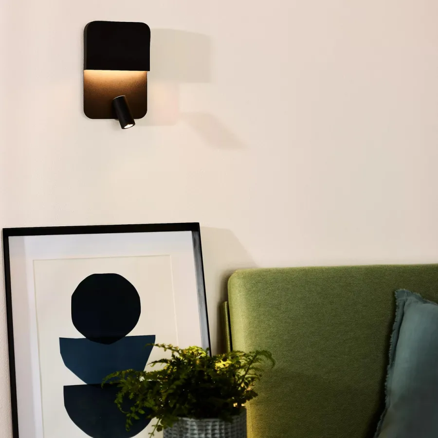 Discount Lucide Boxer vegglampe 10W 3000 Kelvin m/USB - Svart