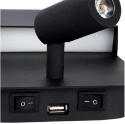 Discount Lucide Boxer vegglampe 10W 3000 Kelvin m/USB - Svart