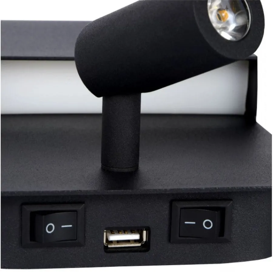 Discount Lucide Boxer vegglampe 10W 3000 Kelvin m/USB - Svart