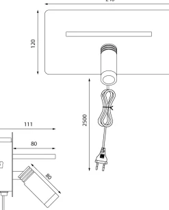 Clearance Aneta Lighting Cargador vegglampe med trådløs lader og USB - Svart