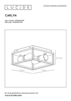 Online Lucide Carlyn taklampe baderom IP54 Svart