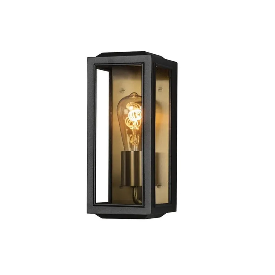 Outlet Konstsmide Carpi vegglampe utendørs H30 cm IP44 - Svart/Messing Svart / Messing