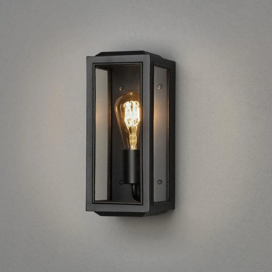 Clearance Konstsmide Carpi vegglampe utendørs IP44 - Svart/Klart glass Svart / Klar