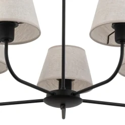 New TK Lighting Chicago takpendel 5 lys Svart / Lin