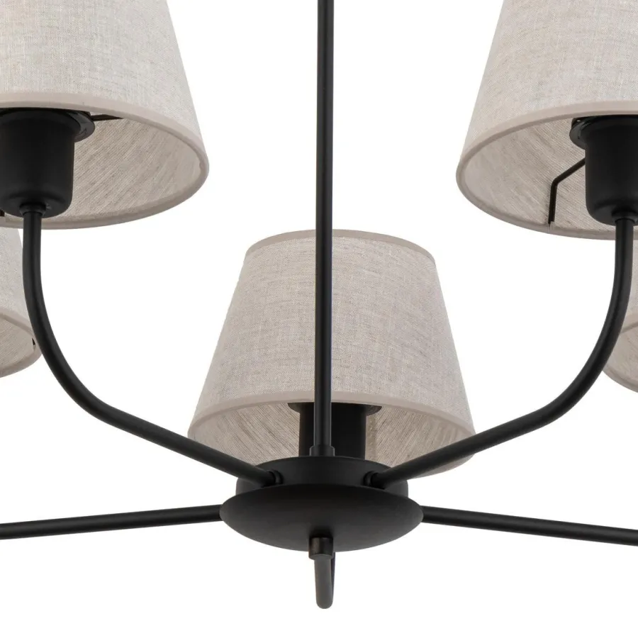 New TK Lighting Chicago takpendel 5 lys Svart / Lin