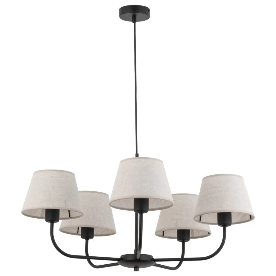 New TK Lighting Chicago takpendel 5 lys Svart / Lin