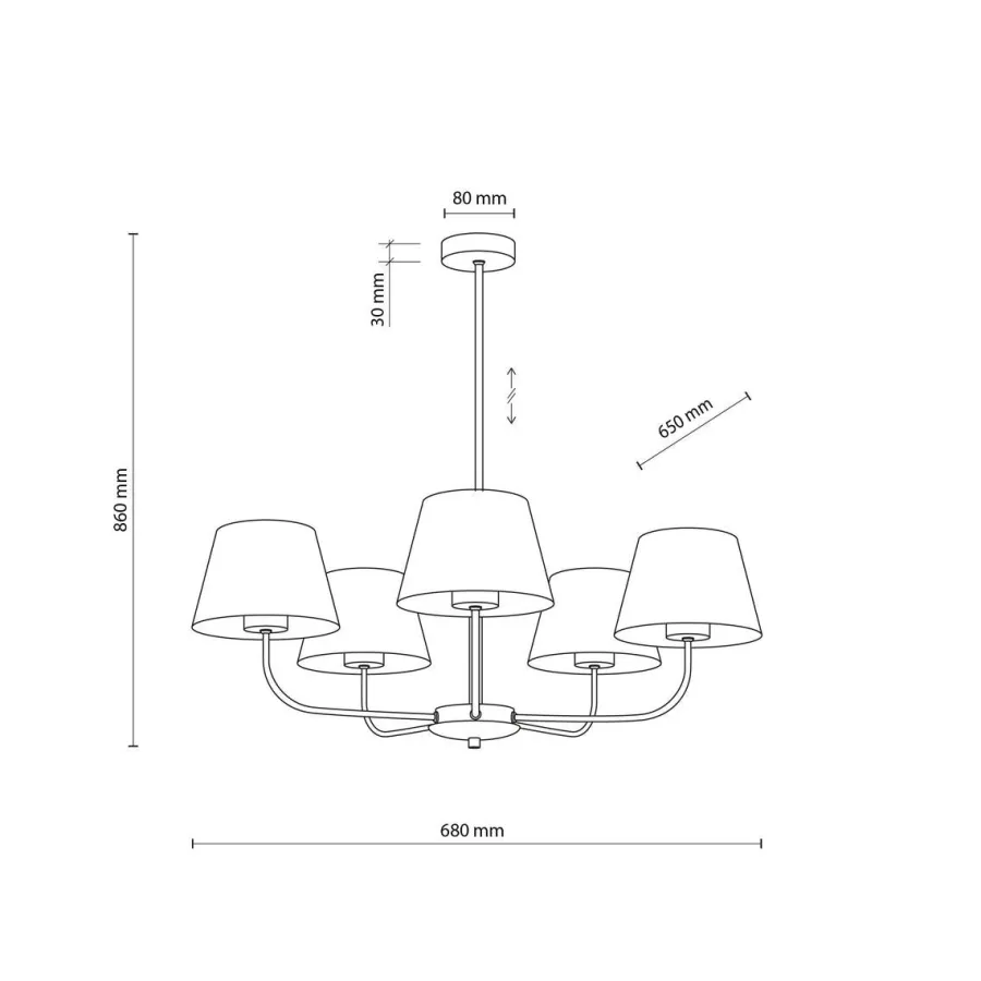 New TK Lighting Chicago takpendel 5 lys Svart / Lin