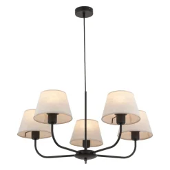 New TK Lighting Chicago takpendel 5 lys Svart / Lin