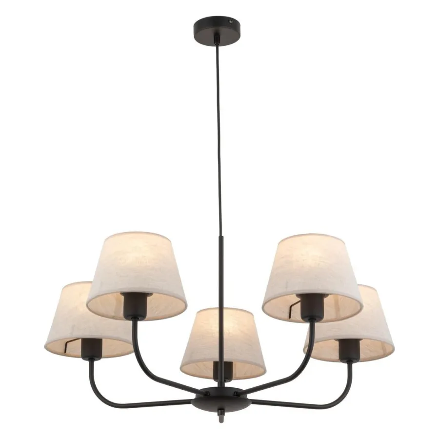 New TK Lighting Chicago takpendel 5 lys Svart / Lin