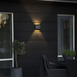 Online Konstsmide Chieri vegglampe utendørs opp/ned 8x1W IP54 - grå Antrasitt