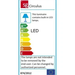 Sg Armaturen As Circulus 19W dimbar LED taklampe / vegglampe