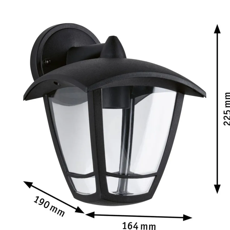 Best Paulmann Classic vegglampe ned utendørs IP44 Svart