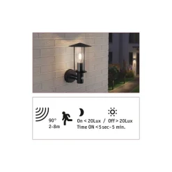 Clearance Paulmann Classic vegglampe opp utendørs IP44 - Med bevegelsessensor Mørk grå