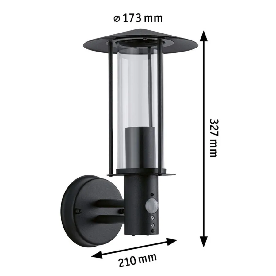 Clearance Paulmann Classic vegglampe opp utendørs IP44 - Med bevegelsessensor Mørk grå