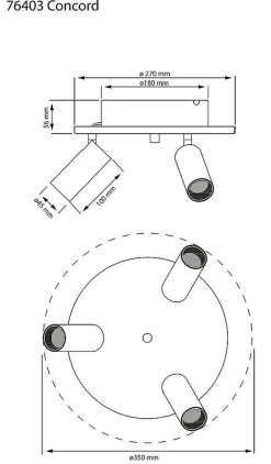 Outlet Aneta Lighting Concord rund takspott 3-lys