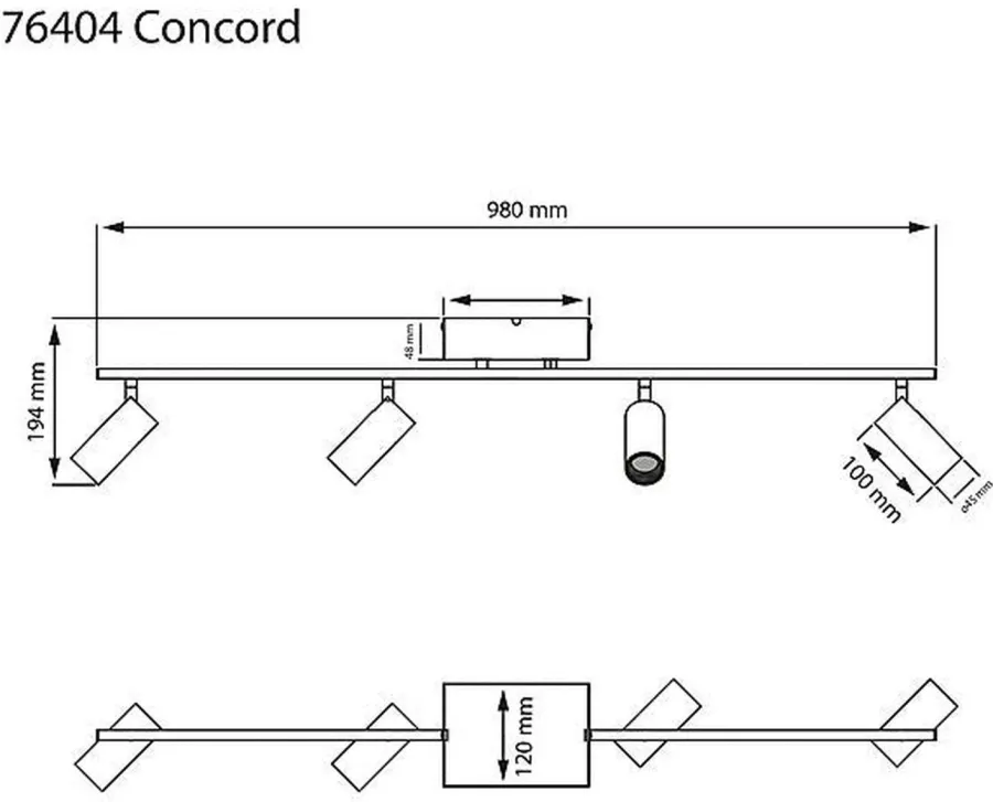 Clearance Aneta Lighting Concord takspott 4-lys